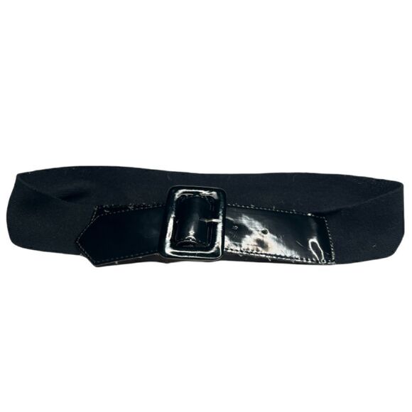 3/$15 or 5/$20 High waisted shiny black belt with elastic back 33” - Picture 1 of 6